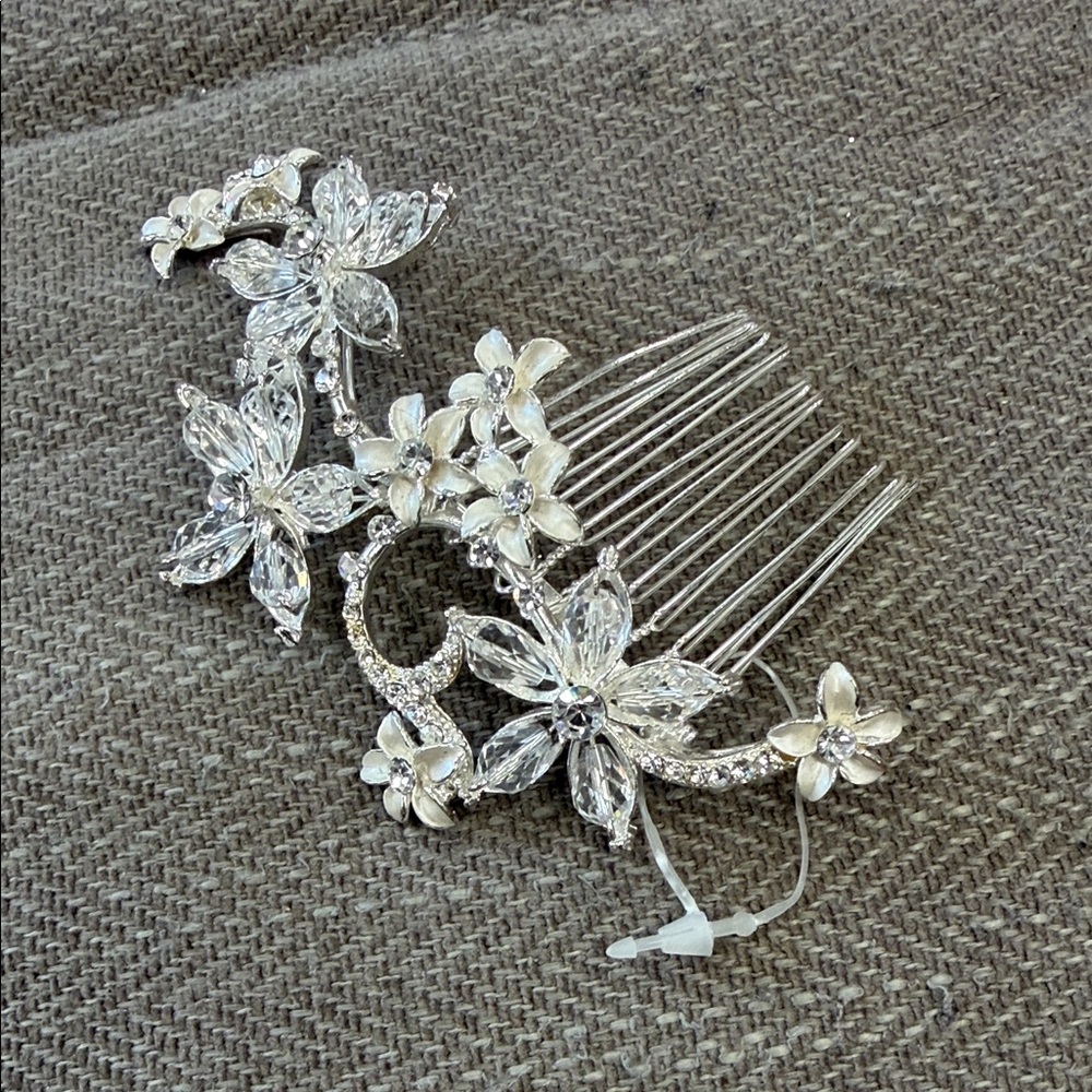 Bridal Silver Floral Hair Comb